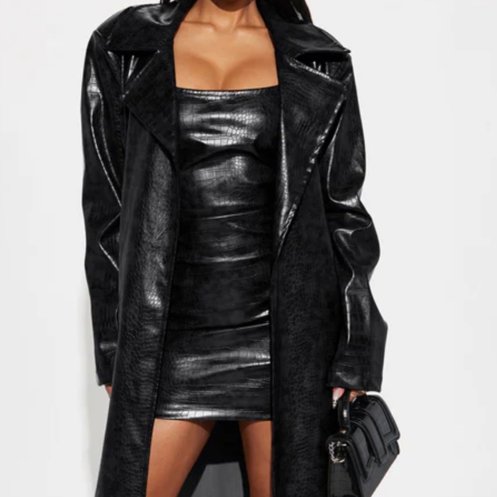 Croc print trench & mini dress set